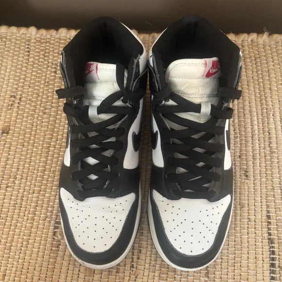 Nike Dunk High Retro Panda Black White University Red Women’s Size 6.5 Sneakers - Picture 3 of 7
